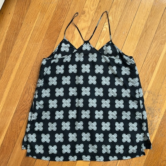 Madewell 100% Silk Size 4 Black & White Spaghetti Strap Cami Layering Tank Top - Picture 6 of 9